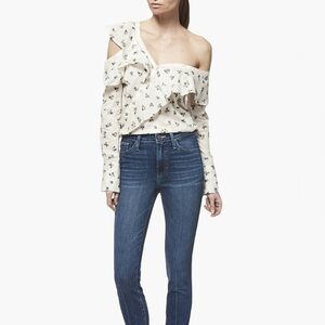 Paige Marlow Off-Shoulder Prairie Floral Ruffle Top Size Small